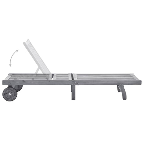 Vidaxl ligbed met kussen massief acaciahout grijs
