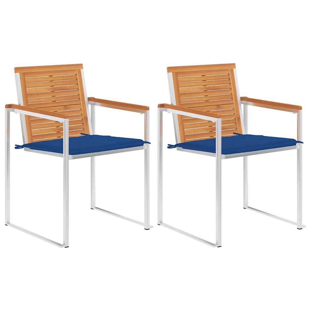 Vidaxl tuinstoelen 2 st met kussens massief acaciahout en staal