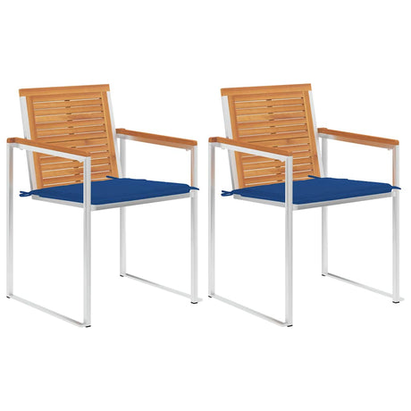 Vidaxl tuinstoelen 2 st met kussens massief acaciahout en staal
