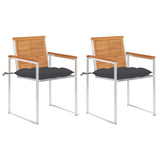 Vidaxl tuinstoelen 2 st met kussens massief acaciahout en staal