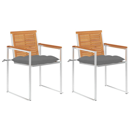 Vidaxl tuinstoelen 2 st met kussens massief acaciahout en staal