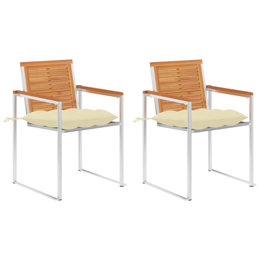 Vidaxl tuinstoelen 2 st met kussens massief acaciahout en staal