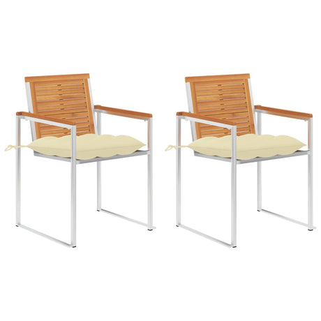 Vidaxl tuinstoelen 2 st met kussens massief acaciahout en staal