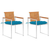 Vidaxl tuinstoelen 2 st met kussens massief acaciahout en staal