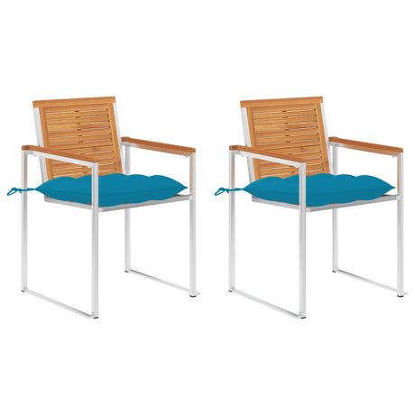 Vidaxl tuinstoelen 2 st met kussens massief acaciahout en staal