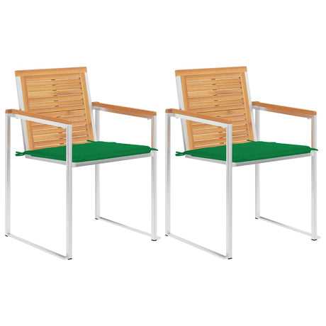 Vidaxl tuinstoelen 2 st met kussens massief teakhout en staal
