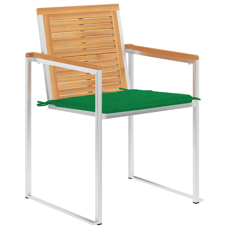 Vidaxl tuinstoelen 2 st met kussens massief teakhout en staal
