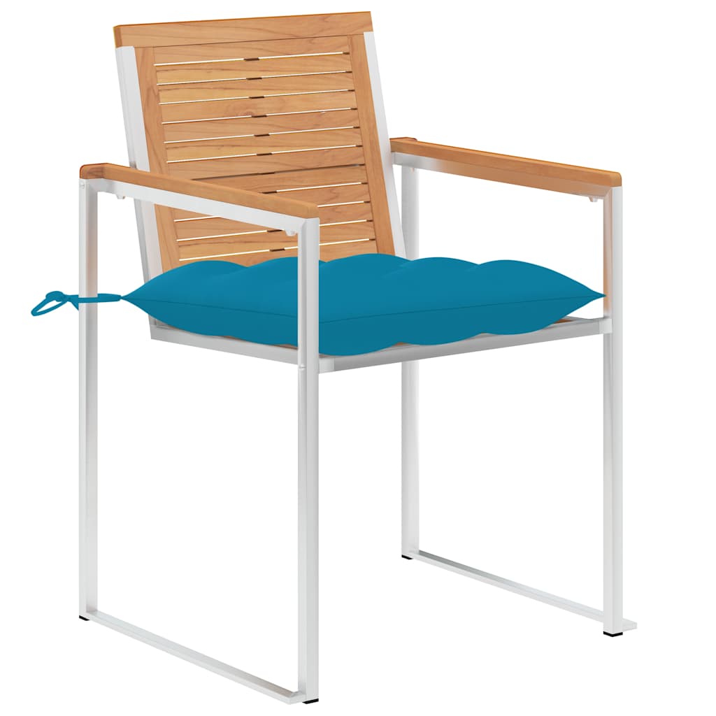 Vidaxl tuinstoelen 2 st met kussens massief teakhout en staal