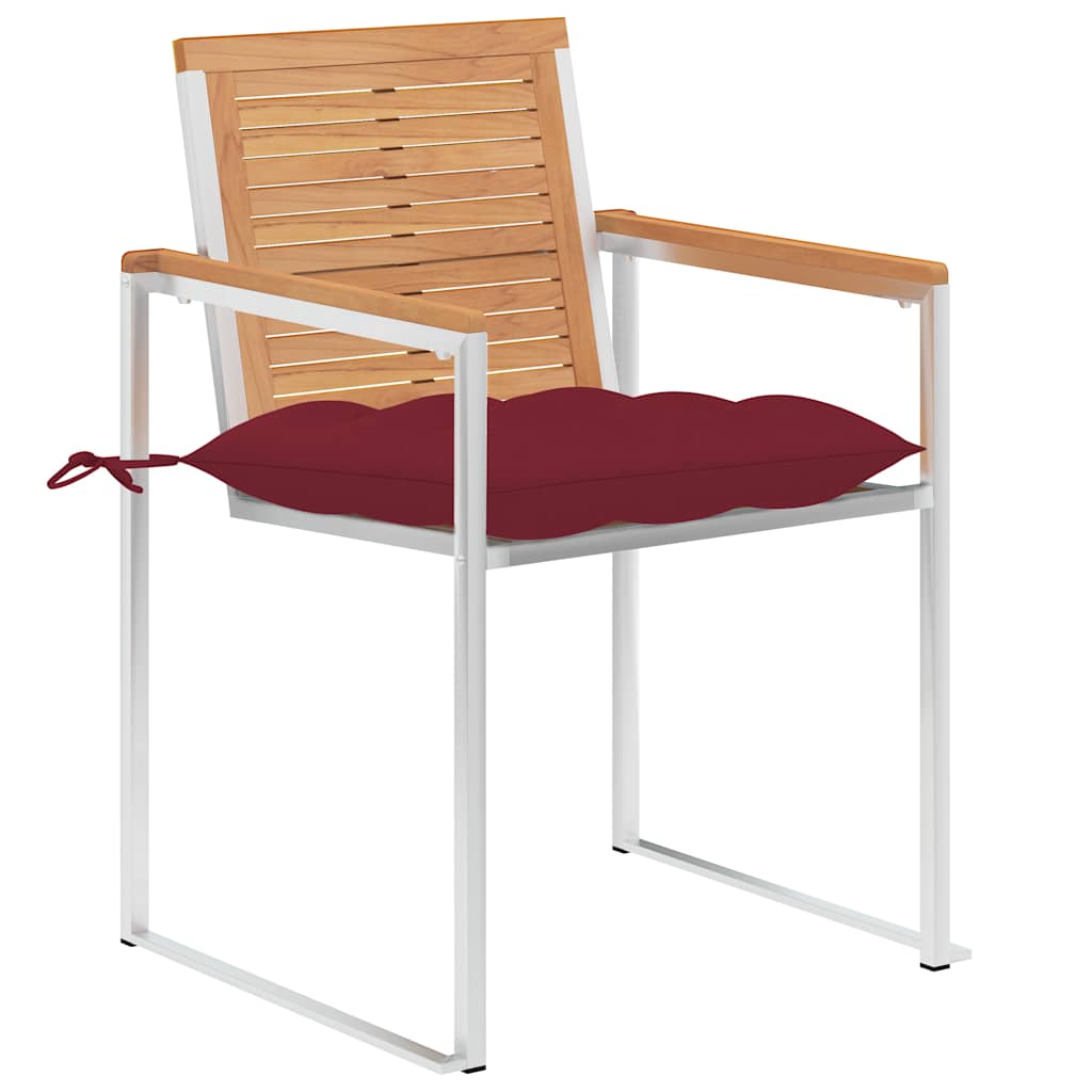 Vidaxl tuinstoelen 2 st met kussens massief teakhout en staal