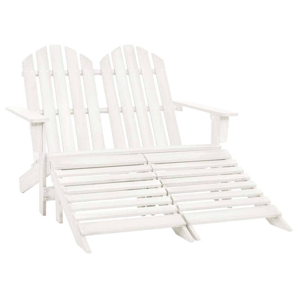 Vidaxl tuinstoel 2-zits adirondack met voetenbank vurenhout wit