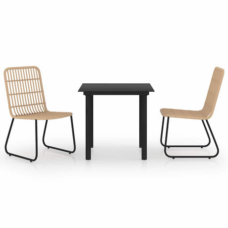 Vidaxl 3-delige tuinset poly rattan en glas