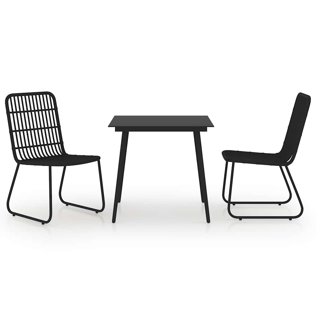 Vidaxl 3-delige tuinset poly rattan en glas