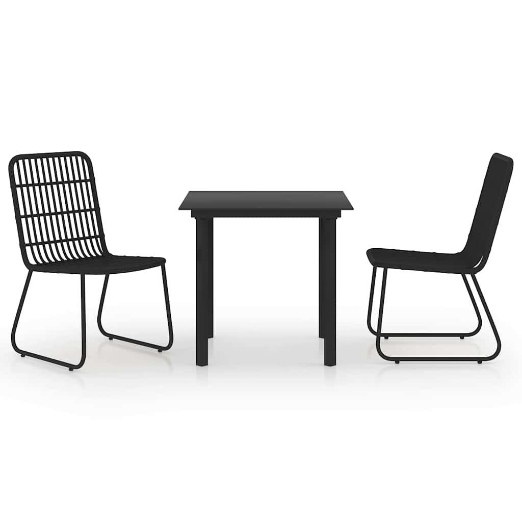 Vidaxl 3-delige tuinset poly rattan en glas