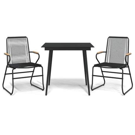 Vidaxl 3-delige tuinset pvc-rattan zwart