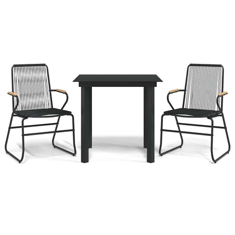 Vidaxl 3-delige tuinset pvc-rattan zwart