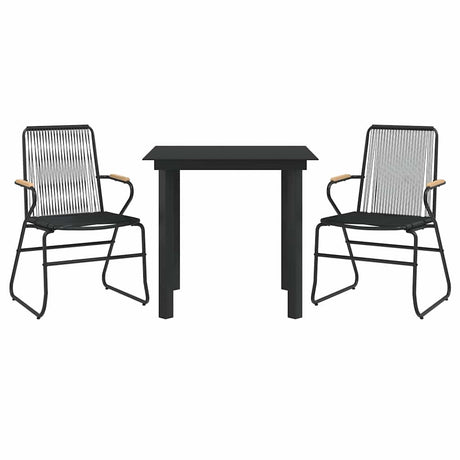 Vidaxl 3-delige tuinset pvc-rattan zwart