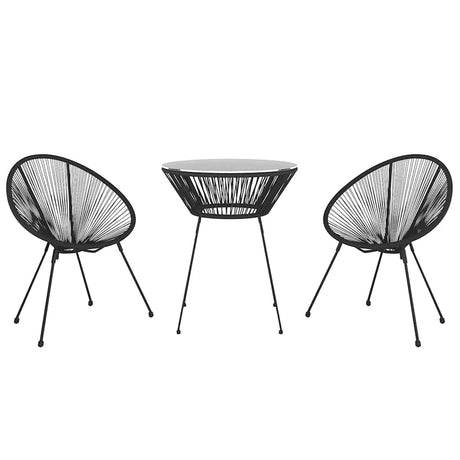Vidaxl 3-delige tuinset pvc-rattan zwart