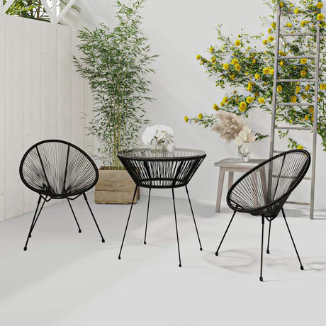 Vidaxl 3-delige tuinset pvc-rattan zwart