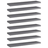 Vidaxl wandschappen 8 st 40x10x1,5 cm spaanplaat hoogglans grijs