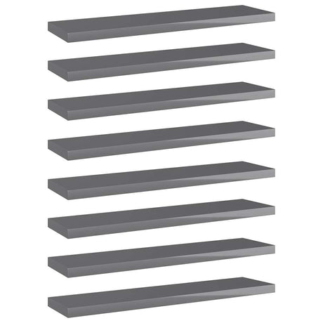 Vidaxl wandschappen 8 st 40x10x1,5 cm spaanplaat hoogglans grijs