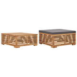 Vidaxl tuintafel en voetensteun met donkergrijs kussen teakhout