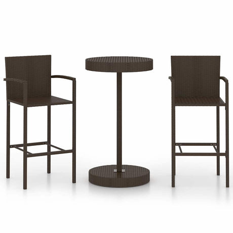 Vidaxl 3-delige tuinbarset poly rattan bruin