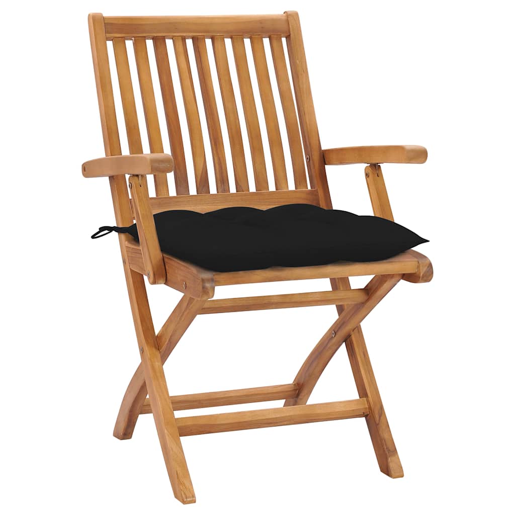 Vidaxl tuinstoelen 2 st met zwarte kussens massief teakhout