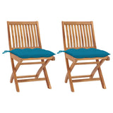 Vidaxl tuinstoelen 2 st met lichtblauwe kussens massief teakhout