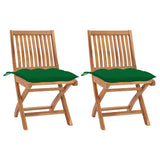 Vidaxl tuinstoelen 2 st met groene kussens massief teakhout