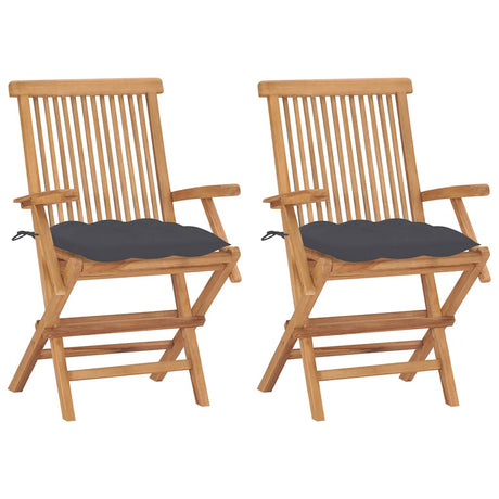 Vidaxl tuinstoelen 2 st met antracietkleurige kussens massief teakhout