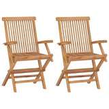 Vidaxl tuinstoelen 2 st met lichtblauwe kussens massief teakhout