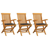 Vidaxl tuinstoelen 3 st met taupe kussens massief teakhout