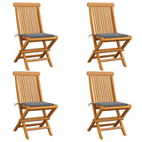 Vidaxl tuinstoelen 4 st met grijze kussens massief teakhout