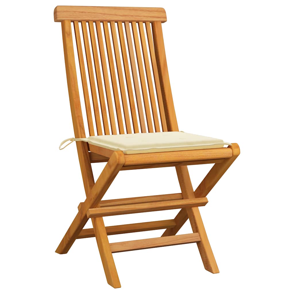 Vidaxl tuinstoelen 4 st met crèmekleurige kussens massief teakhout