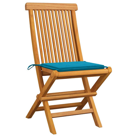 Vidaxl tuinstoelen 4 st met blauwe kussens massief teakhout