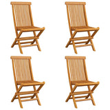 Vidaxl tuinstoelen 4 st met groene kussens massief teakhout