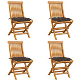 Vidaxl tuinstoelen 4 st met taupe kussens massief teakhout