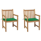 Vidaxl tuinstoelen 2 st met groene kussens massief teakhout