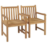 Vidaxl tuinstoelen 2 st met grijze kussens massief teakhout