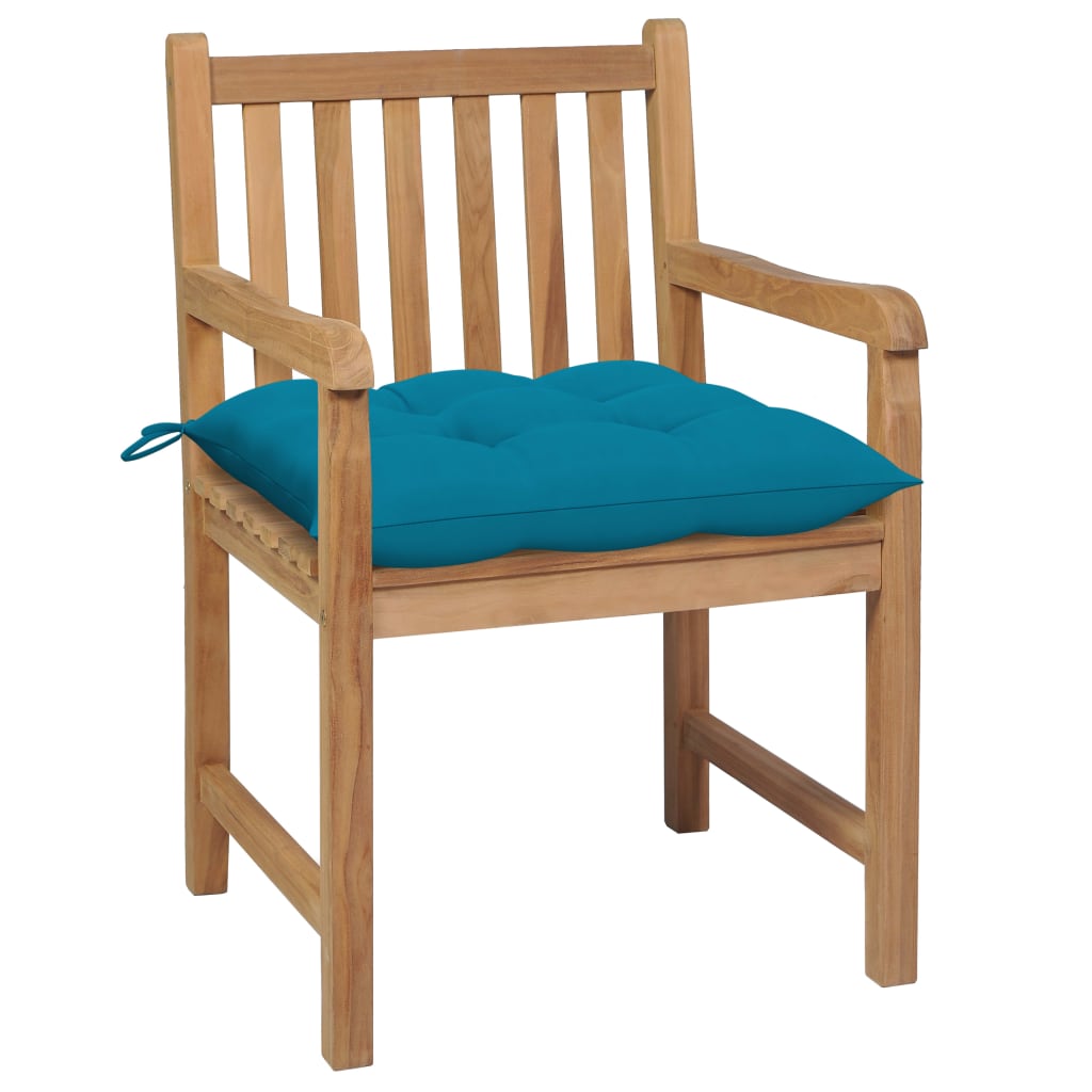 Vidaxl tuinstoelen 2 st met lichtblauwe kussens massief teakhout