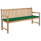 Vidaxl tuinbank met groen kussen 175 cm massief teakhout