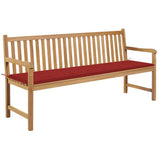 Vidaxl tuinbank met rood kussen 175 cm massief teakhout