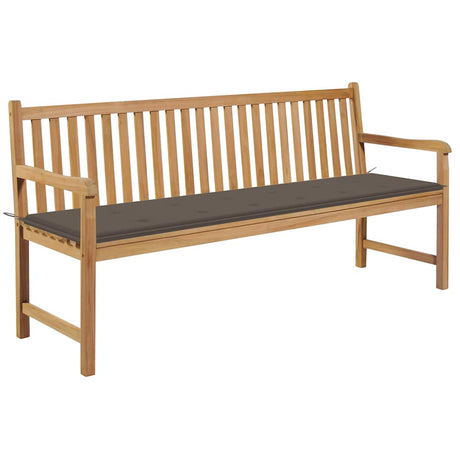 Vidaxl tuinbank met taupe kussen 175 cm massief teakhout