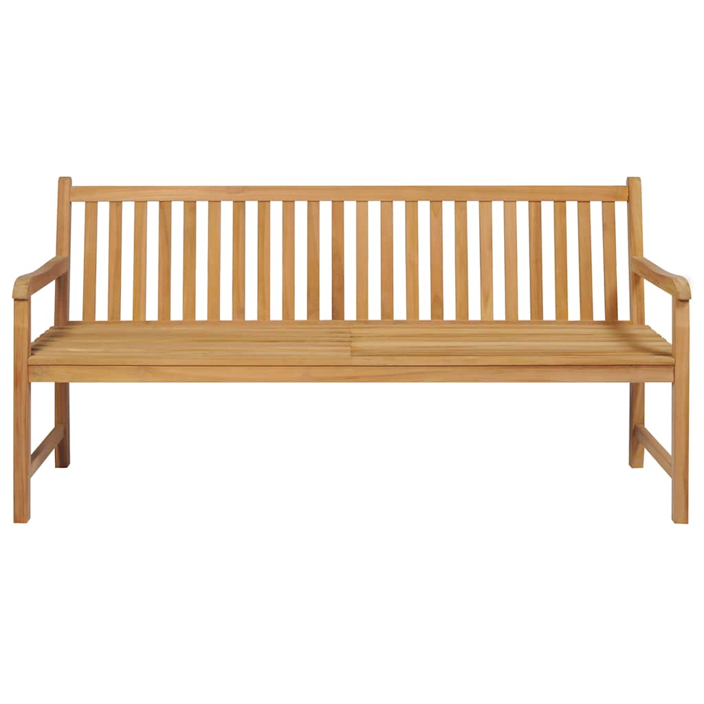 Vidaxl tuinbank met grijs geruit kussen 175 cm massief teakhout