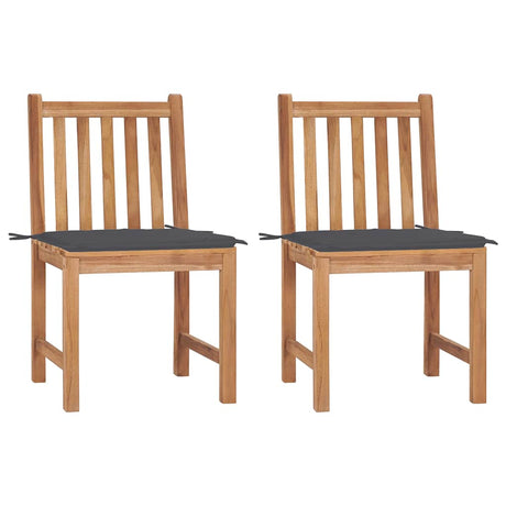 Vidaxl tuinstoelen 2 st met kussens massief teakhout