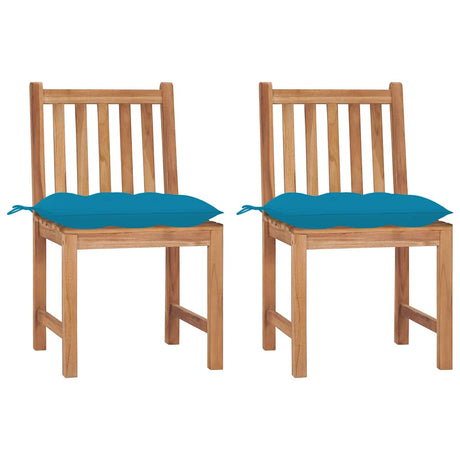Vidaxl tuinstoelen 2 st met kussens massief teakhout