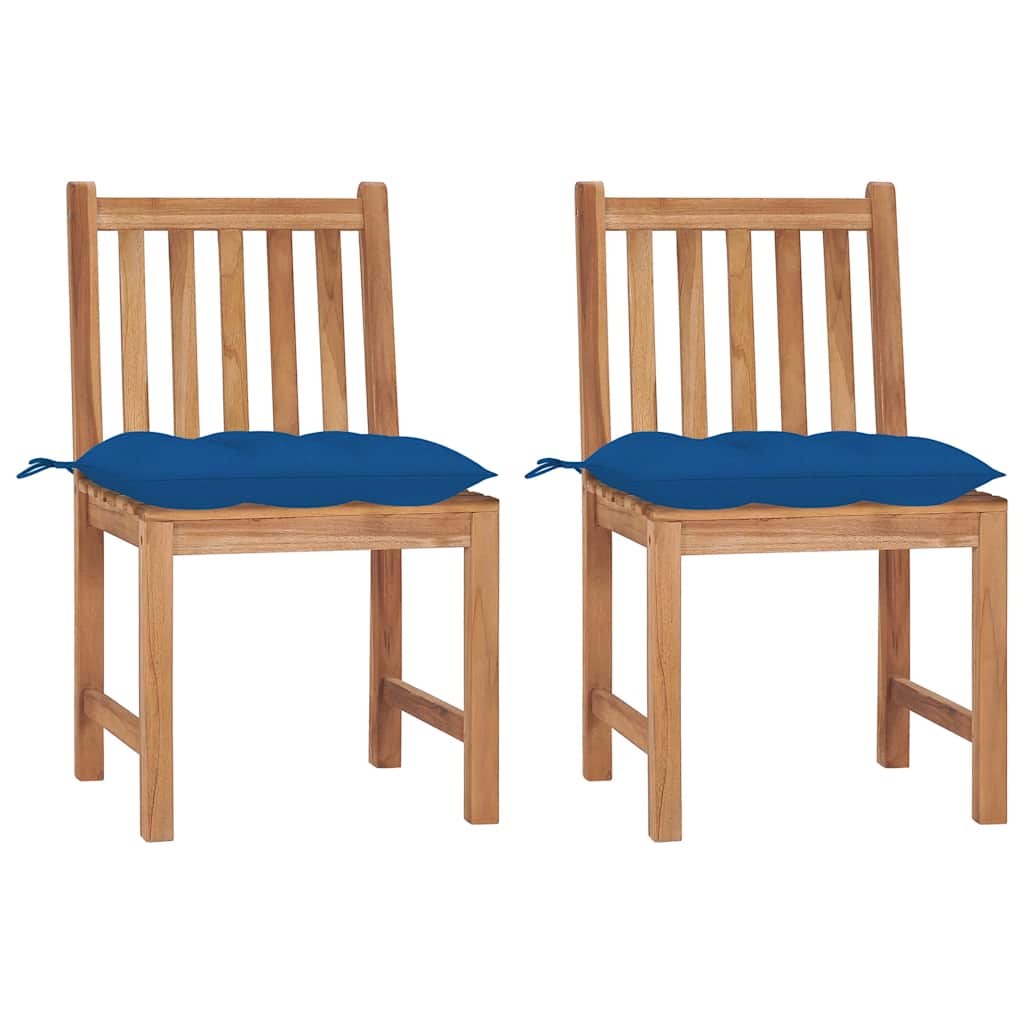 Vidaxl tuinstoelen 2 st met kussens massief teakhout