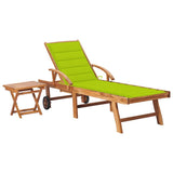Vidaxl ligbed met tafel en kussen massief teakhout