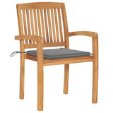 Vidaxl tuinstoelen 2 st met grijze kussens massief teakhout
