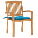 Vidaxl tuinstoelen 2 st met blauwe kussens massief teakhout